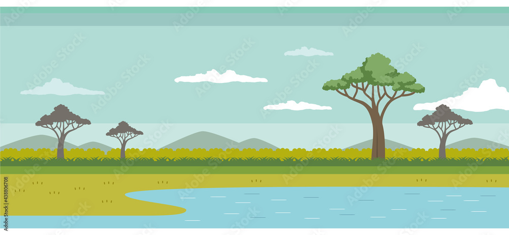 サバンナと水辺のイラスト素材 Stock Vector Adobe Stock