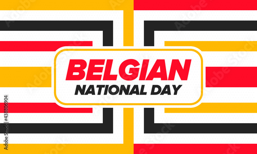 Belgian National Day. Belgium Independence day. Annual holiday in Belgium, celebrated in Jule 21. Patriotic design. Poster, greeting card, banner and background. Vector illustration