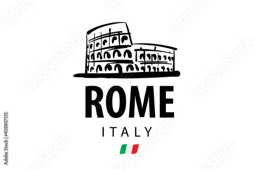 Vector drawing of the Colosseum in Rome on a white background