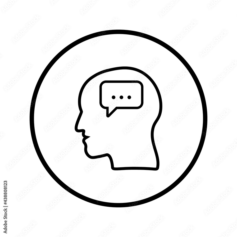 Head think concept icon design. Message talk sign. Creative idea symbol. color editble. eps 10