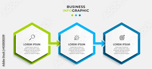 Vector Infographic design business template with icons and 3 options or steps. Can be used for process diagram, presentations, workflow layout, banner, flow chart, info graph