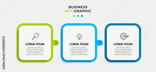 Vector Infographic design business template with icons and 3 options or steps. Can be used for process diagram, presentations, workflow layout, banner, flow chart, info graph