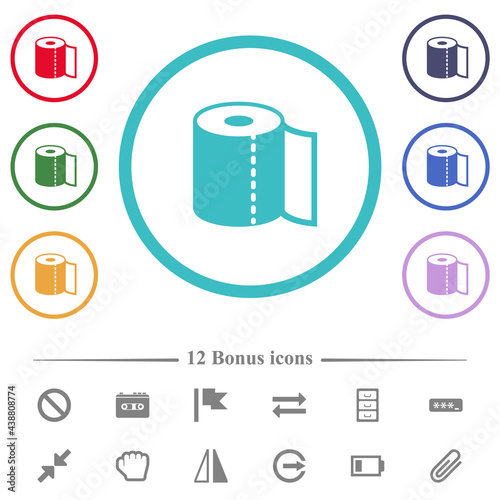 Paper towel flat color icons in circle shape outlines