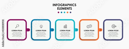 Vector Infographic design business template with icons and 5 options or steps. Can be used for process diagram, presentations, workflow layout, banner, flow chart, info graph