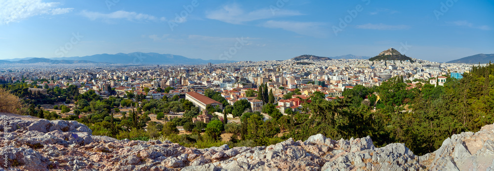 ATHENE,GREECE-JUNE 7,2021:Panoramic view of Athens from the Parthenon