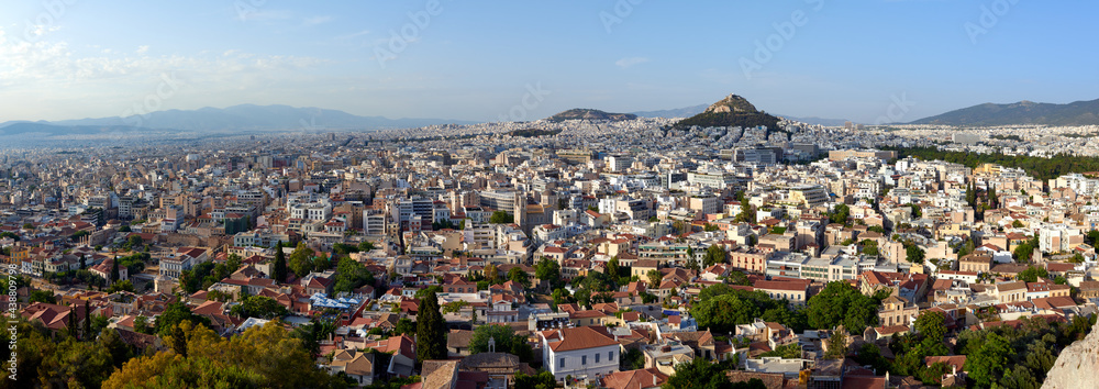 Naklejka premium ATHENS,GREECE-JUNE 7,2021:Panoramic view of Athens from the Parthenon