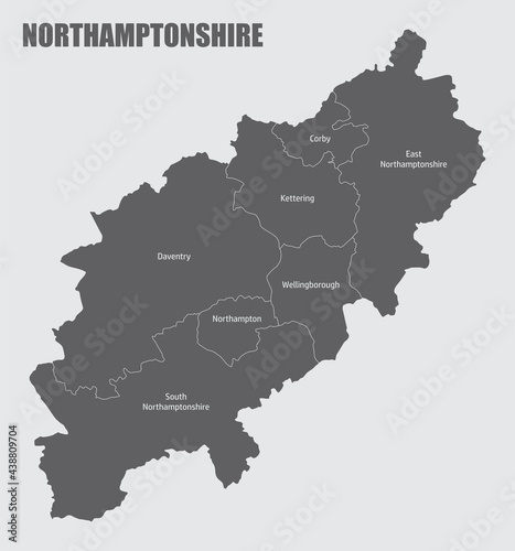 Northamptonshire County administrative map photo