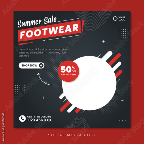Summer sale footwear social media promotion banner template