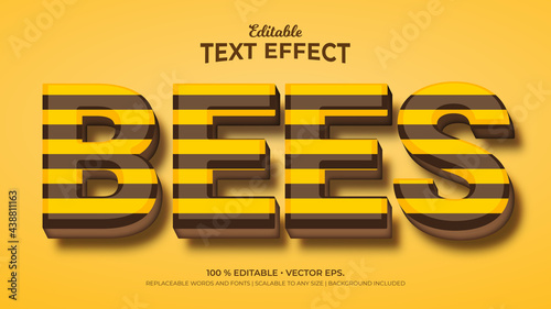 Text Effects, 3d Editable Text Style - Bees