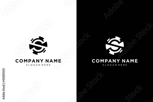 Abstract Letter S with Casino Coin logotype. Creative vector based icon template