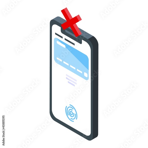 Smartphone cancel payment icon. Isometric of Smartphone cancel payment vector icon for web design isolated on white background