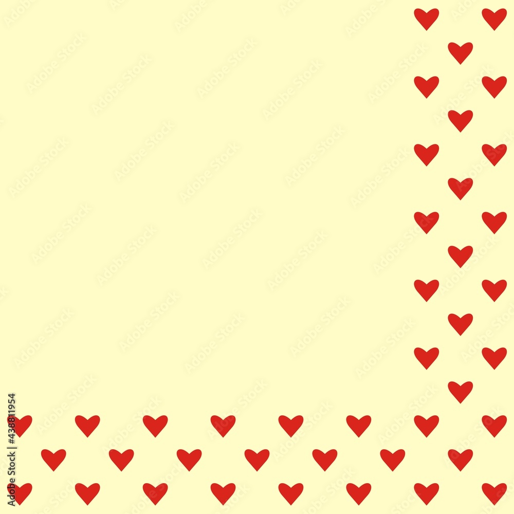 Red hearts on yellow background, wallpeper, vector Red hearts on yellow background, wallpeper, vector