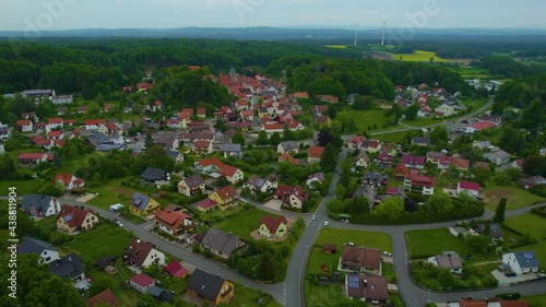 Aerial view of the village Betzenstein in Germany, Bavaria  on a sunny day in summer. photo