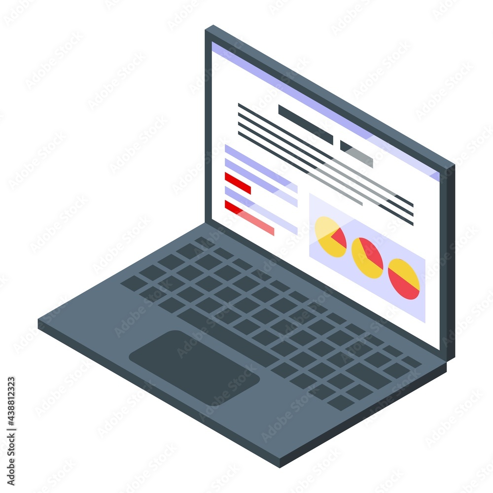 Laptop result money icon. Isometric of Laptop result money vector icon for web design isolated on white background Laptop result money icon. Isometric of Laptop result money vector icon for web design isolated on white background