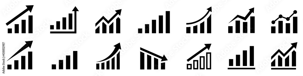Wunschmotiv: Growth icon. Profit growing icons set. Growing graph symbol. Vector #438812987