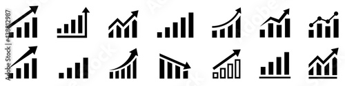 Growth icon. Profit growing icons set. Growing graph symbol. Vector