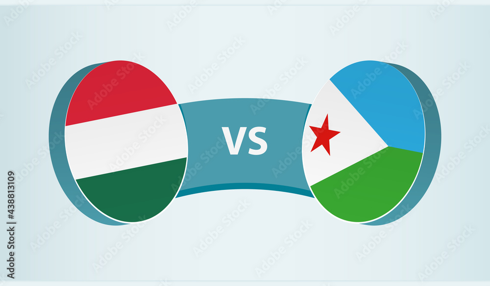 Hungary versus Djibouti, team sports competition concept. Hungary versus Djibouti, team sports competition concept.