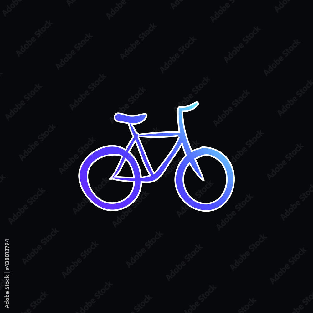 Fototapeta premium Bicycle Hand Drawn Ecological Transport blue gradient vector icon