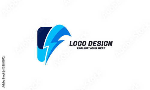 stock vector Flash Electric Logo Bolt Energy Company photo