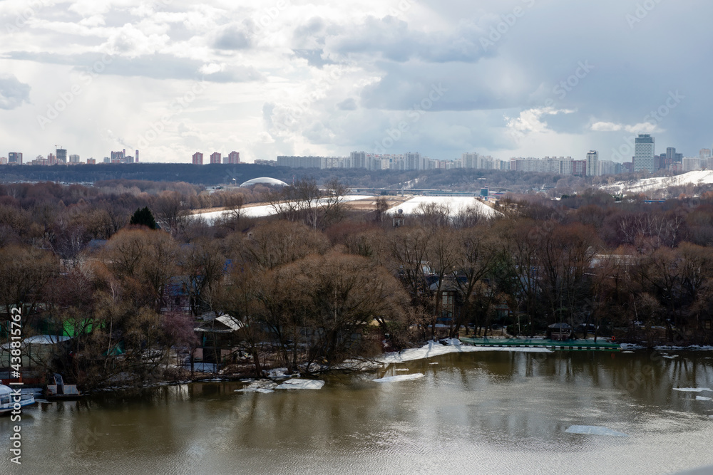 View of the Moscow river in the Khoroshevo-Mnevniki district on a spring day