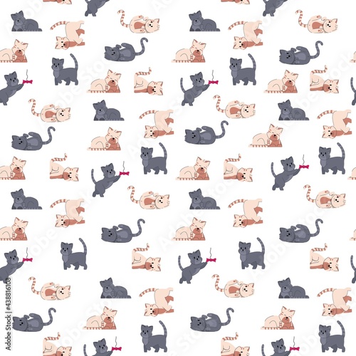 Dog adorable fummy animal. Seamless pattern puppy small friends. Domestic doggy character vector illustration. Cat adorable fummy animal. Set of cute kitty small friends. Domestic kitten character photo