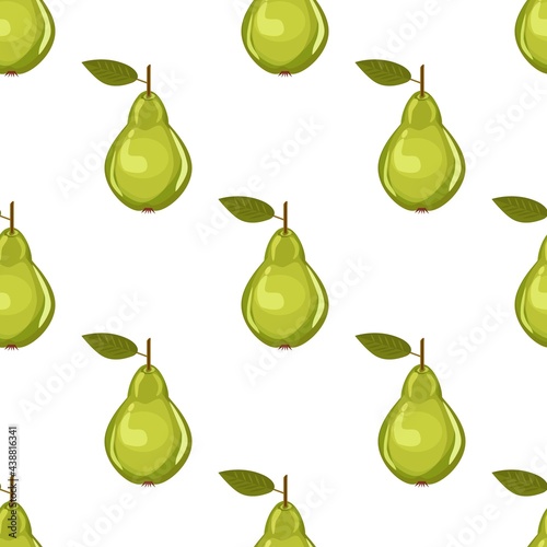Cute seamless pear pattern on paper background. Fruity patterns collection