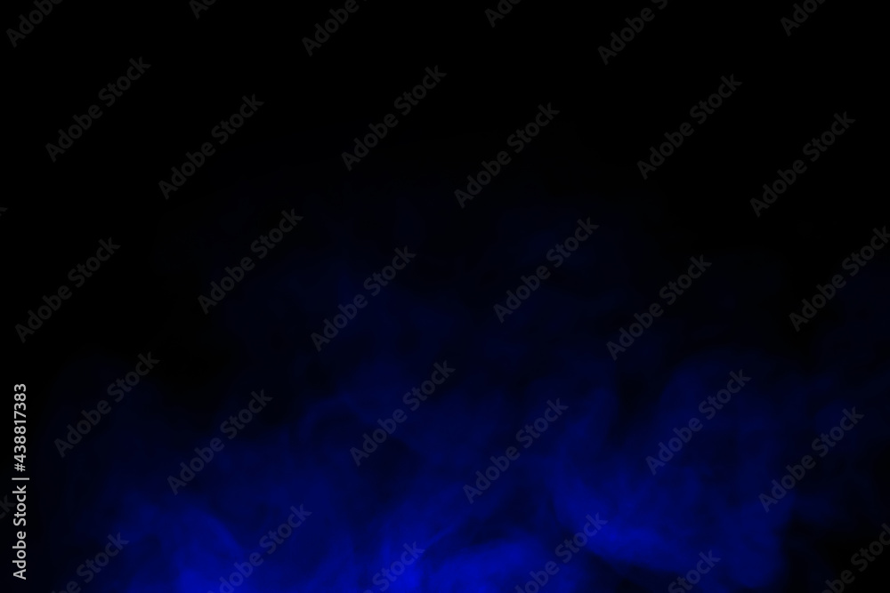 blue smoke steam isolated black background