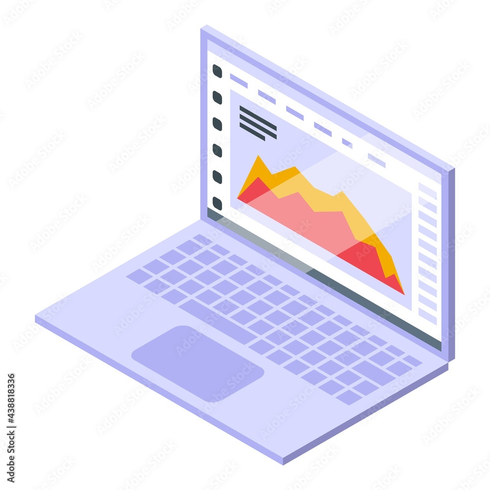 Bitcoin laptop trade icon. Isometric of Bitcoin laptop trade vector icon for web design isolated on white background