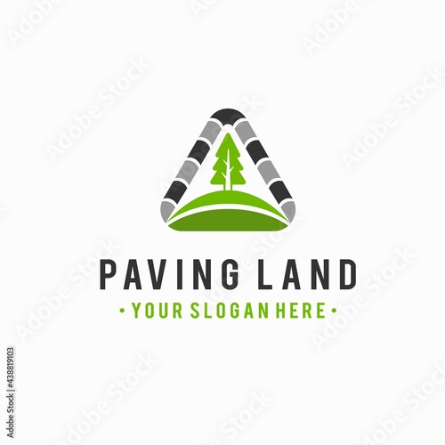 Paving land logo with triangle concept