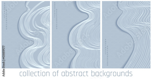 vector collection of abstract background in asian style. white and blue luxury palette 