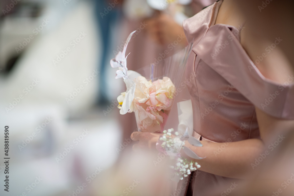 wedding flower on hand with blur background, bouquet flower wedding flower on hand with blur background, bouquet flower