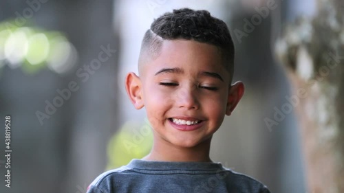 Hispanic child little boy portrait. Brazilian kid smiling