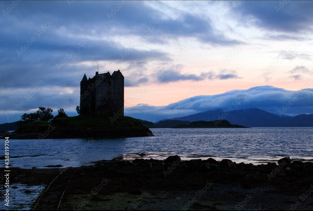 Loch Linnhe Castle silhouette at sunset