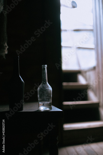 still life with bottle and glass