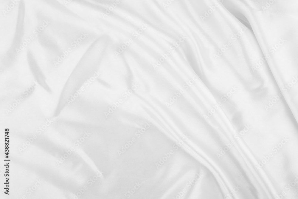 White cloth background abstract with soft waves, closeup texture of cloth