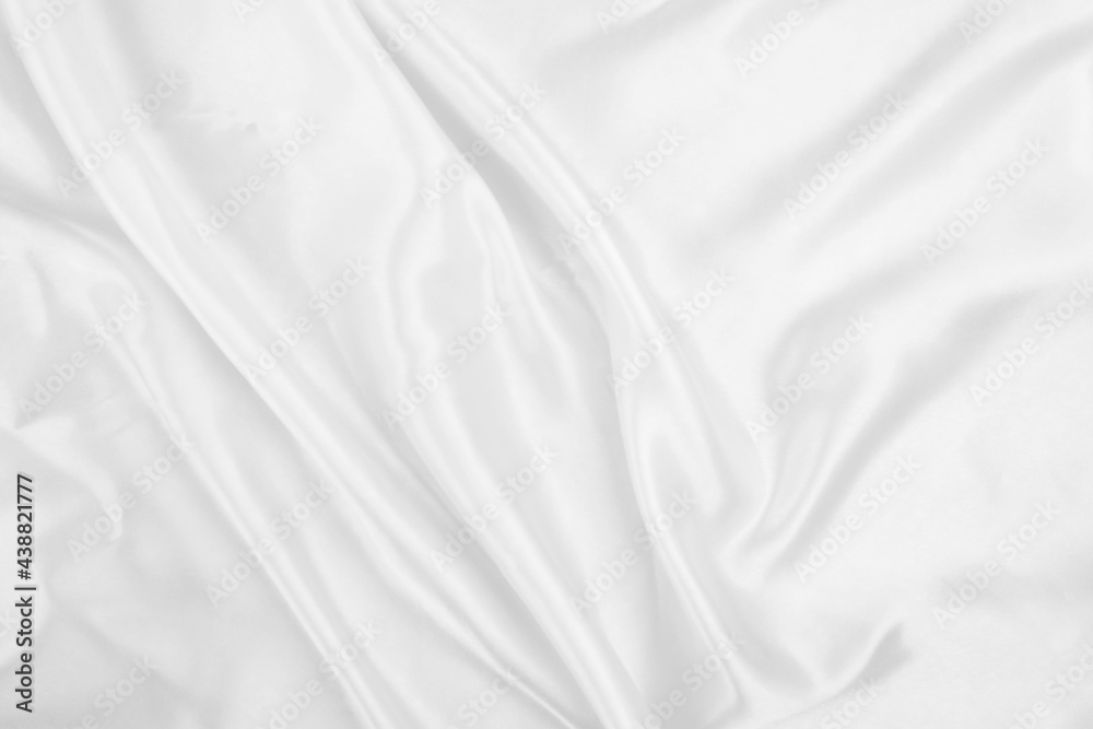 White cloth background abstract with soft waves, closeup texture of cloth