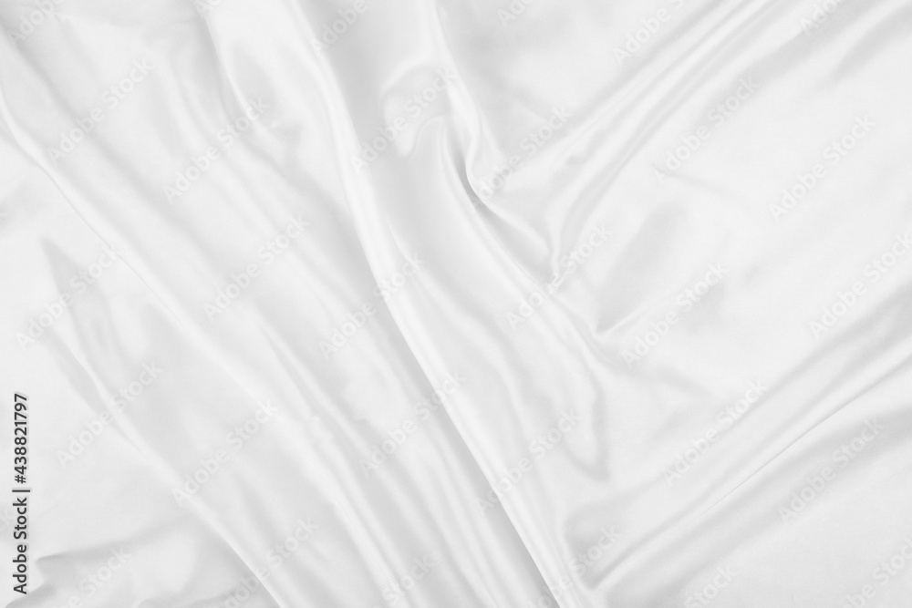 White cloth background abstract with soft waves, closeup texture of cloth