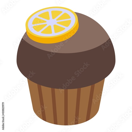 Lemon muffin icon. Isometric of Lemon muffin vector icon for web design isolated on white background
