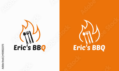 barbecue logo design. bbq logotype and fire logo concept. modern logo