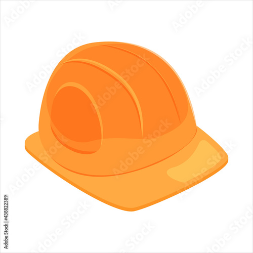 Construction helmet icon. Yellow hard hat for construction worker in cartoon style. Vector graphics isolated on white background.