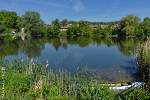 Pond in village Lešany near Týnec nad Sázavu, Central Bohemia, Czech republic,Europe 