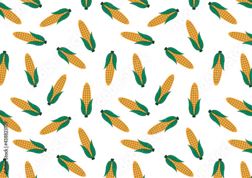 Corn vector. Corn pattern wallpaper. Corn on white background. © Supakorn