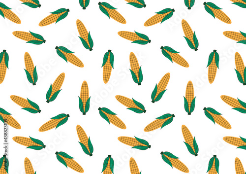 Corn vector. Corn pattern wallpaper. Corn on white background.