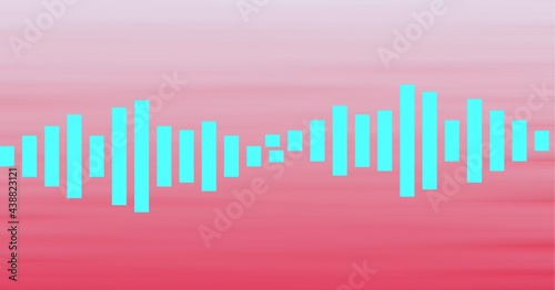 Composition of blue graphic music equalizer over pink background photo