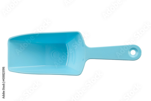 Ice scoop turquoise plastic on white background. © alexshyripa