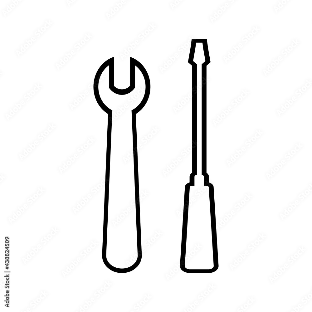 Service tool icon. Isolated flat gear symbol on white background