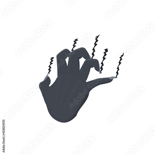 Hand with claws. Scary hand scratching, vector illustration