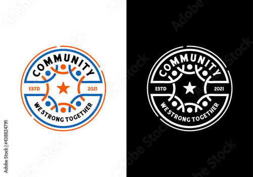 Human social community and teamwork logo concept. Badge, emblem, stamp design inspiration template