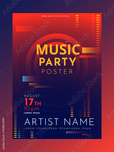 Elegant Music event party flyer with with abstract shapes Free Vector. Music party poster for music event