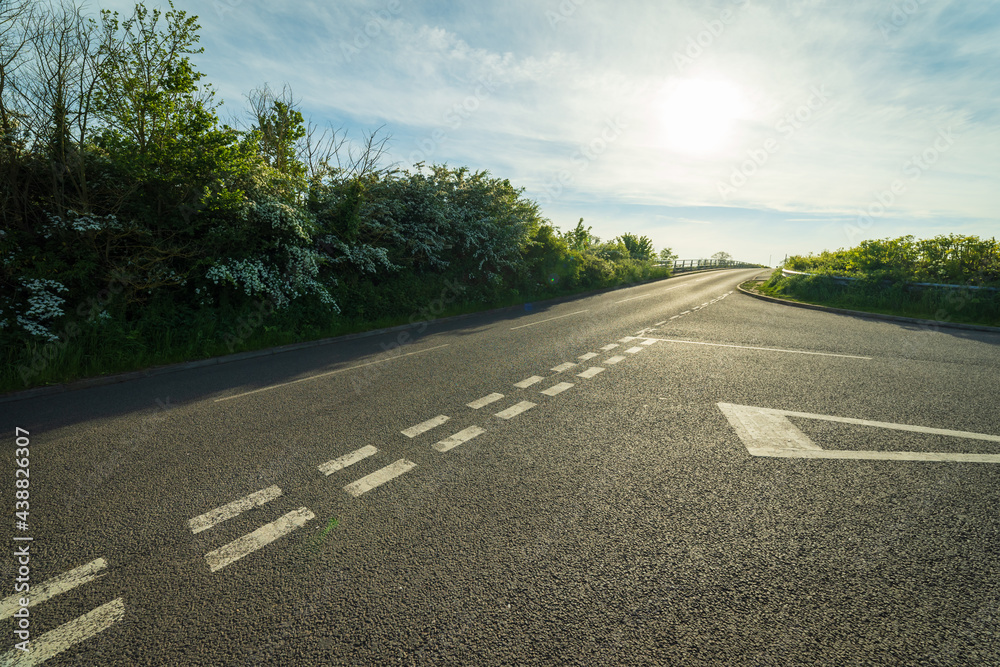 empty uk motorway road countryside junction in england